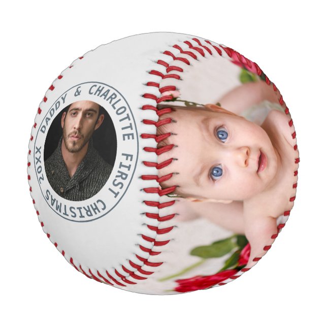 Merry Christmas Personalized One Of A Kind Photo Baseball (Angled)