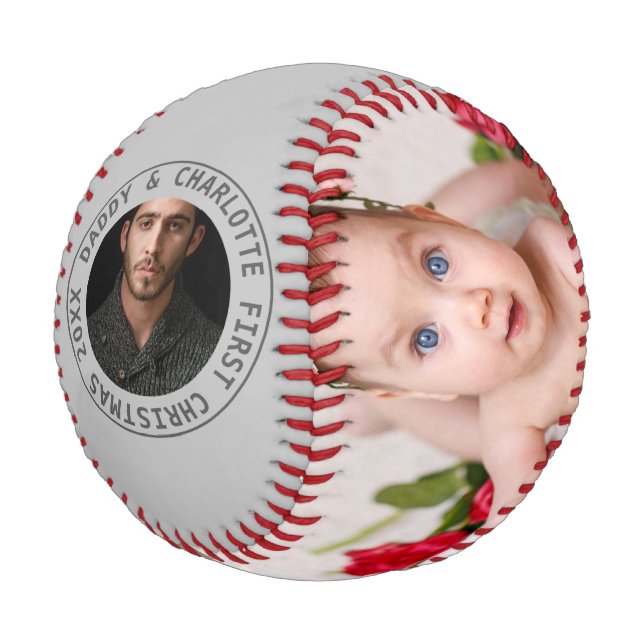 Merry Christmas Personalized One Of A Kind Photo Baseball (Angled)