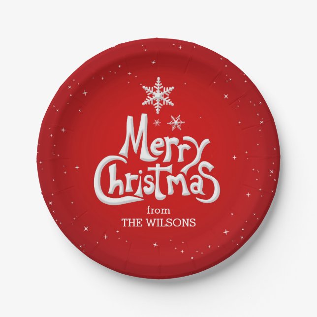 Merry Christmas Personalized Paper Plates (Front)