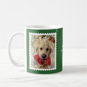 Merry Christmas Personalized Pet Photo Green Coffee Mug