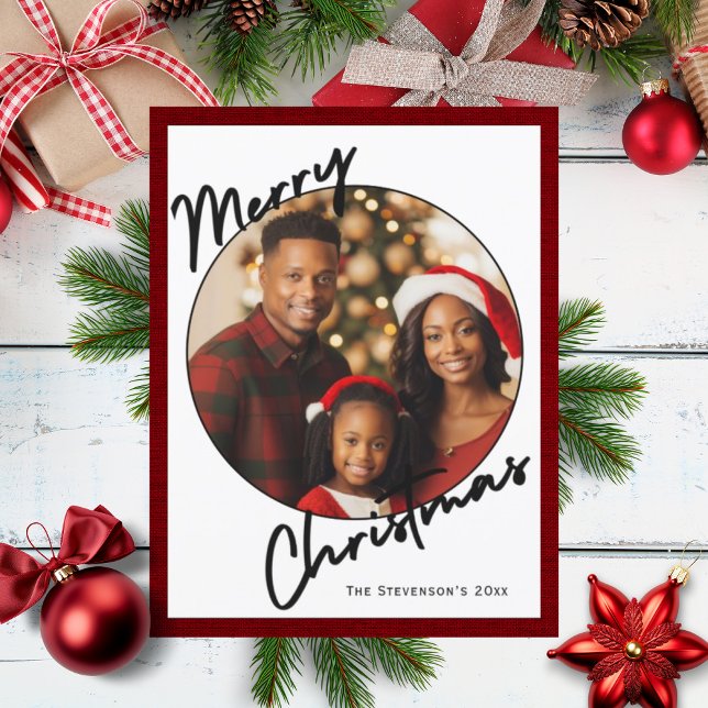 Merry Christmas Personalized Photo Holiday Postcard (Creator Uploaded)