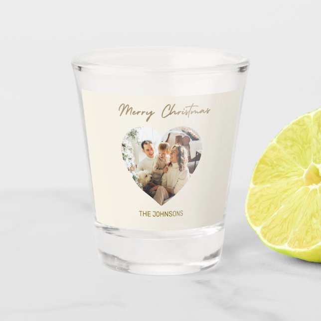 Merry Christmas Personalized Photo Shot Glass (Front)
