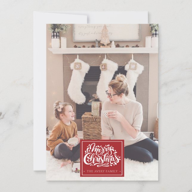 Merry Christmas Personalized Photo Winter Bird Holiday Card (Front)