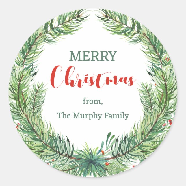 Merry Christmas Personalized Script Gift Sticker (Front)