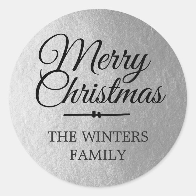 Merry Christmas Personalized Silver Envelope Seal (Front)