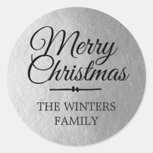 Merry Christmas Personalized Silver Envelope Seal