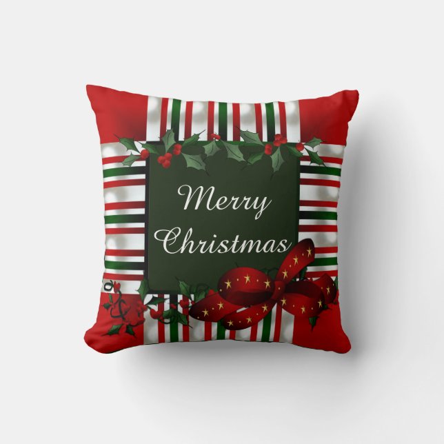 Merry Christmas Personalized Throw Pillow (Front)