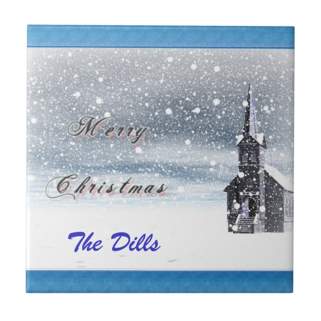 Merry Christmas Personalized Tile Template (Front)