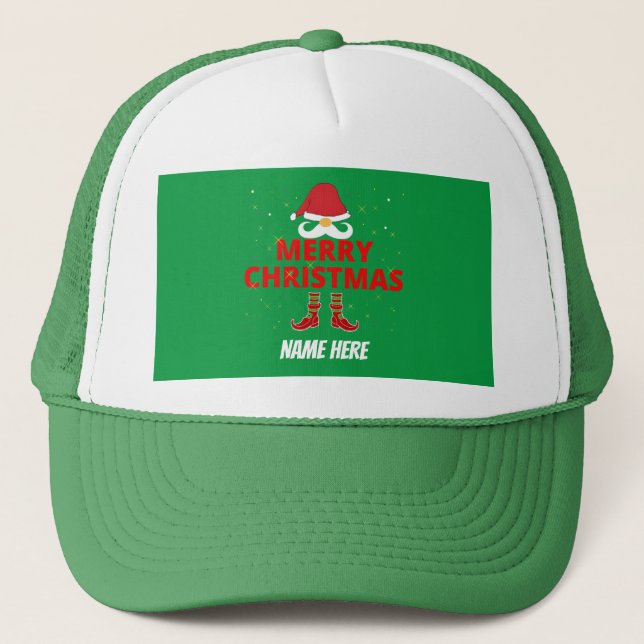 MERRY CHRISTMAS PERSONALIZED  TRUCKER HAT (Front)