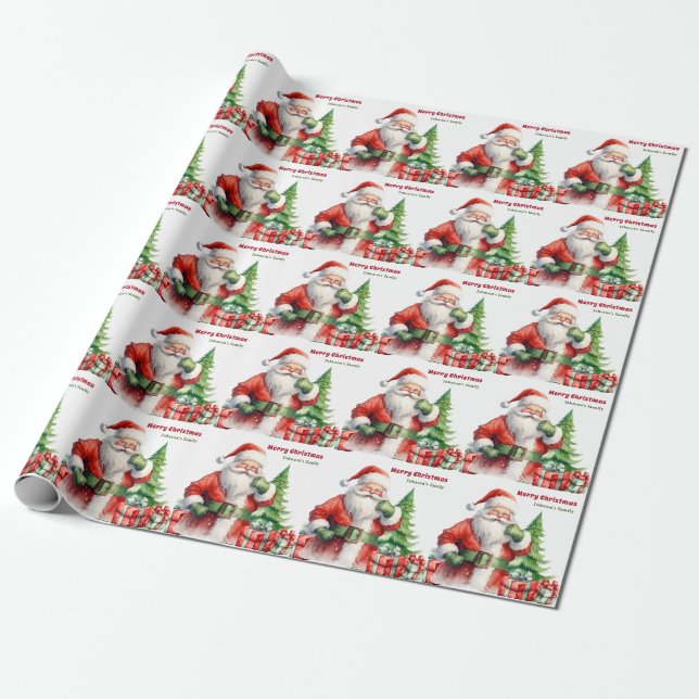 Merry Christmas Personalized  Wrapping Paper (Unrolled)