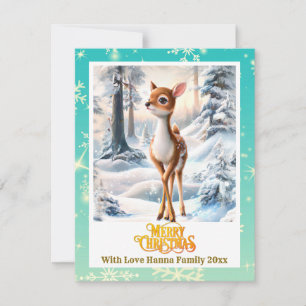 Merry Christmas Personised I Cute Baby Deer Holiday Card