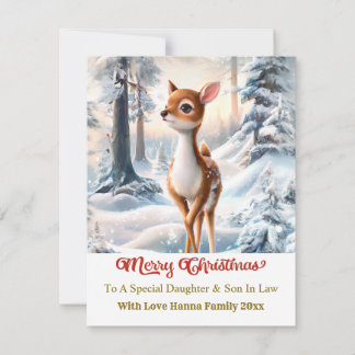 Merry Christmas Personised I Cute Baby Deer Holiday Card