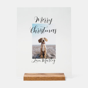 Merry Christmas pet dog cat photo holiday gifts lo Acrylic Sign