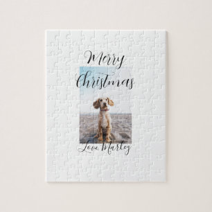 Merry Christmas pet dog cat photo holiday gifts lo Jigsaw Puzzle
