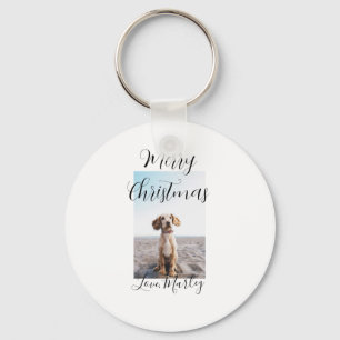 Merry Christmas pet dog cat photo holiday gifts lo Keychain