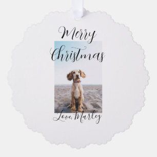 Merry Christmas pet dog cat photo holiday gifts lo Ornament Card