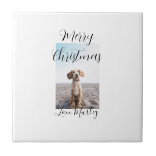 Merry Christmas pet dog cat photo holiday gifts lo Tile