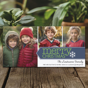 Merry Christmas Photo - 3 photos Holiday Card