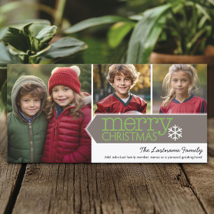Merry Christmas Photo - 3 photos Holiday Card