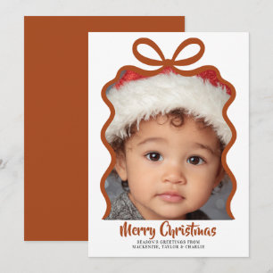 Merry Christmas Photo and Ribbon Personalized Holiday Card