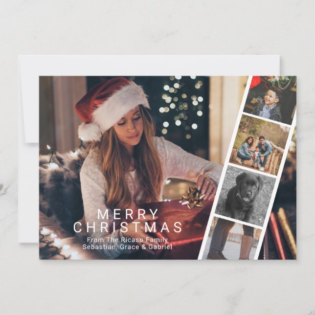 Merry Christmas Photo Booth Modern Personalized Holiday Card (Front)