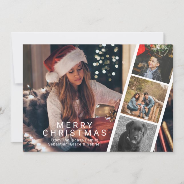 Merry Christmas Photo Booth Modern Personalized Holiday Card (Front)