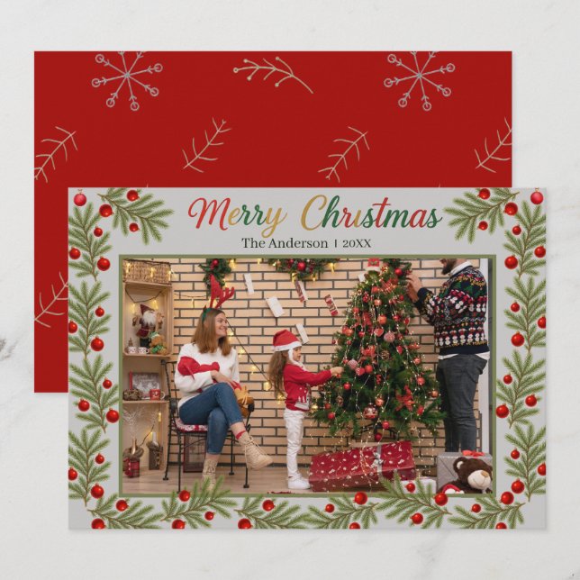 Merry Christmas Photo Card – Personalized Holiday  (Front/Back)