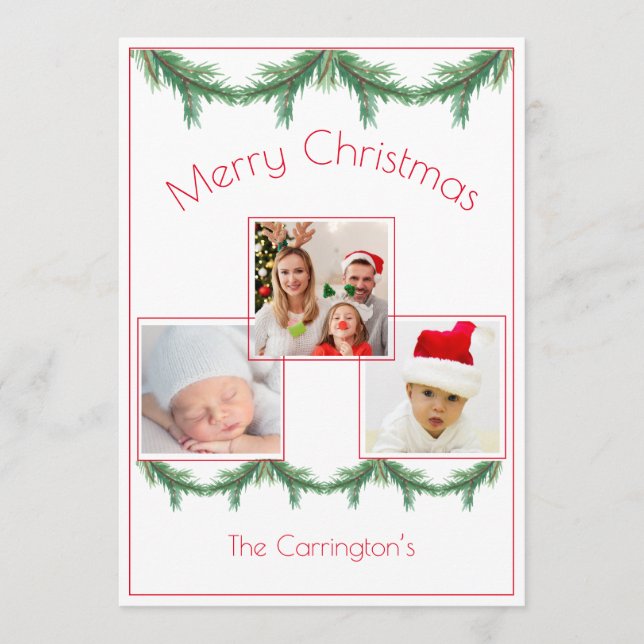 Merry Christmas Photo Card Three Pictures (Front)