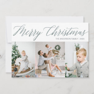 Merry Christmas Photo Card with Three Pictures