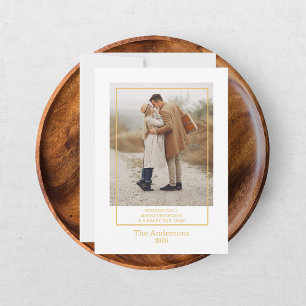 Merry Christmas Photo Collage Gold Holiday Card