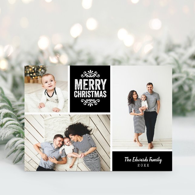 Merry Christmas Photo Collage Greeting Card (Creator Uploaded)