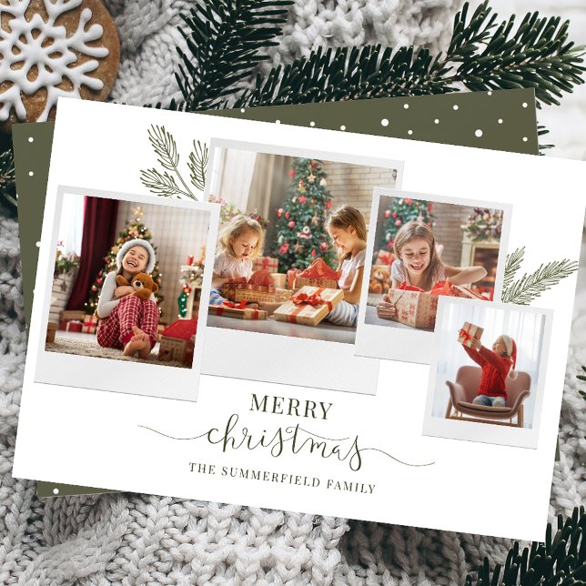 Merry Christmas Photo Collage Holiday Card (Christmas Family Photo Collage Greetings Card)