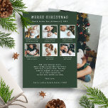Merry Christmas Photo Collage Holiday Card<br><div class="desc">Merry Christmas Photo Collage Holiday Card. Elevate your heartfelt sentiments with our chic 'Happy Hanukkah' personalized photo holiday card. This stylish keepsake, featuring a vintage typewriter font and space for 7 (front and back) family photos, is a perfect blend of nostalgia and style. White text on a green background amplifies...</div>