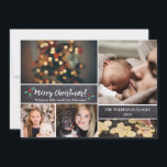 Merry Christmas, Photo Collage, Modern Script Holiday Card<br><div class="desc">Your beautiful family photos deserve to be shared during this time of year as you send warm wishes. Customize this modern design & personalize with your family greeting. Find the other pieces from the collection.</div>