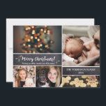 Merry Christmas, Photo Collage, Modern Script Holiday Card<br><div class="desc">Your beautiful family photos deserve to be shared during this time of year as you send warm wishes. Customize this modern design & personalize with your family greeting. Find the other pieces from the collection.</div>