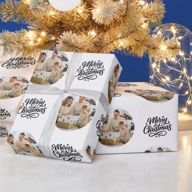 Merry Christmas Photo Collage Personalized  Wrapping Paper (Holidays)