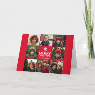 Merry Christmas Photo Collage Red White Holiday Card