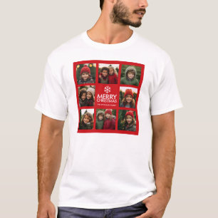 Merry Christmas Photo Collage Red White T-Shirt