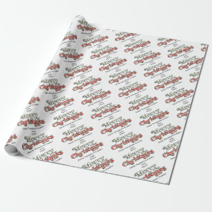 Merry Christmas Photo Custom Text Red Candy Cane W Wrapping Paper
