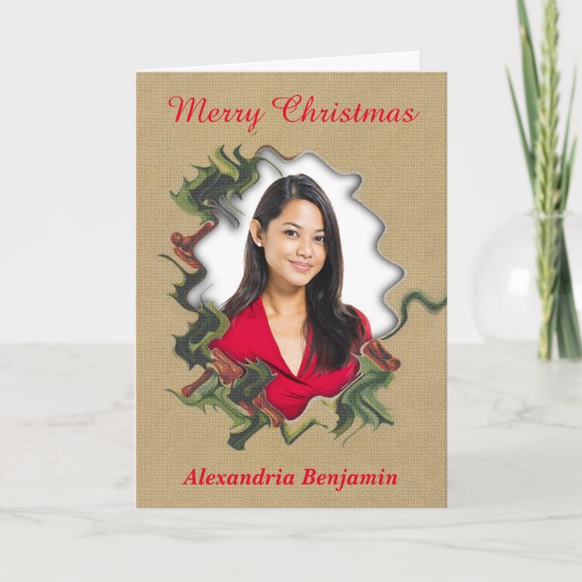 Merry Christmas Photo Elegant Personalize Holiday Card (Front)