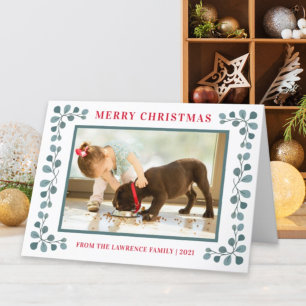 Merry Christmas Photo Eucalyptus Botanical Holiday Card