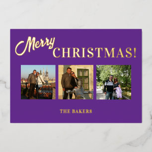 Merry Christmas Photo  Foil Holiday Card