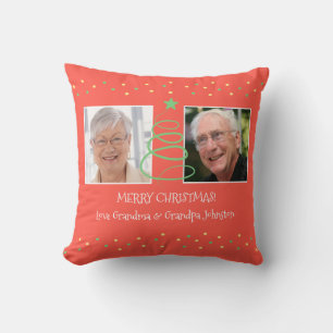 Merry Christmas Photo Grandparents to Grandkids Throw Pillow