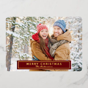 Merry Christmas Photo Greeting Real Foil Card
