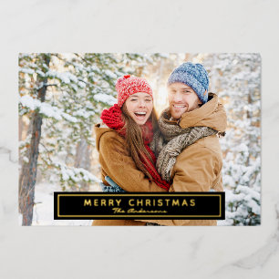 Merry Christmas Photo Greeting Real Foil Card