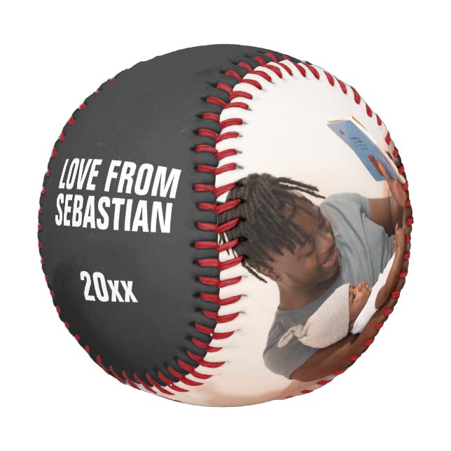 Merry Christmas Photo Holiday Gift Personalized Baseball (Angled)