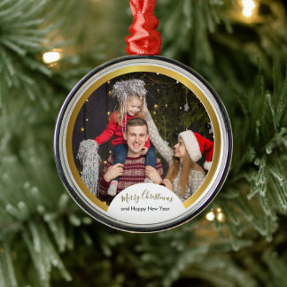 Merry Christmas  Photo Holidays  Metal Ornament