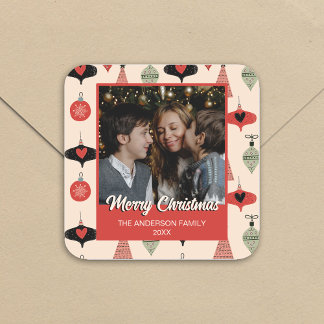 Merry Christmas Photo Mid Century Modern Sticker