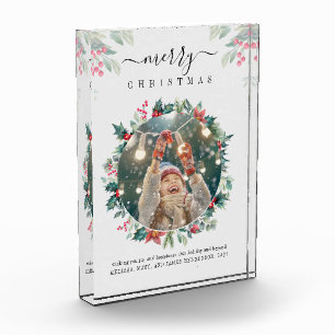 Merry Christmas Photo Mistletoe Grandma Block