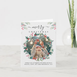 Merry Christmas Photo Mistletoe Holiday Note Card